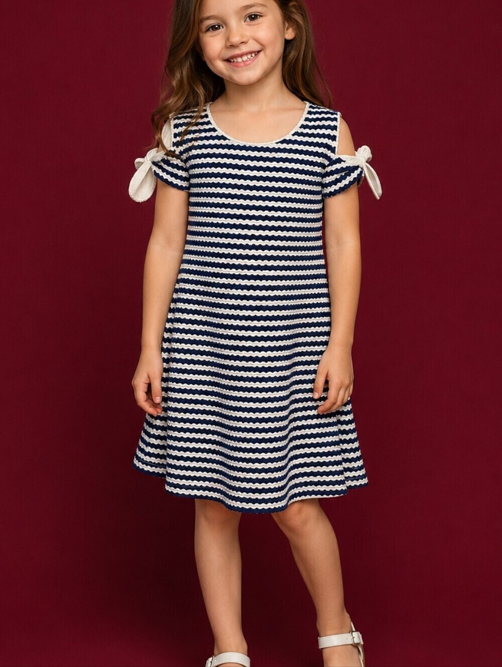 BONNIE JEAN Royal Blue and White Striped Sailor Coastal Summer Dress